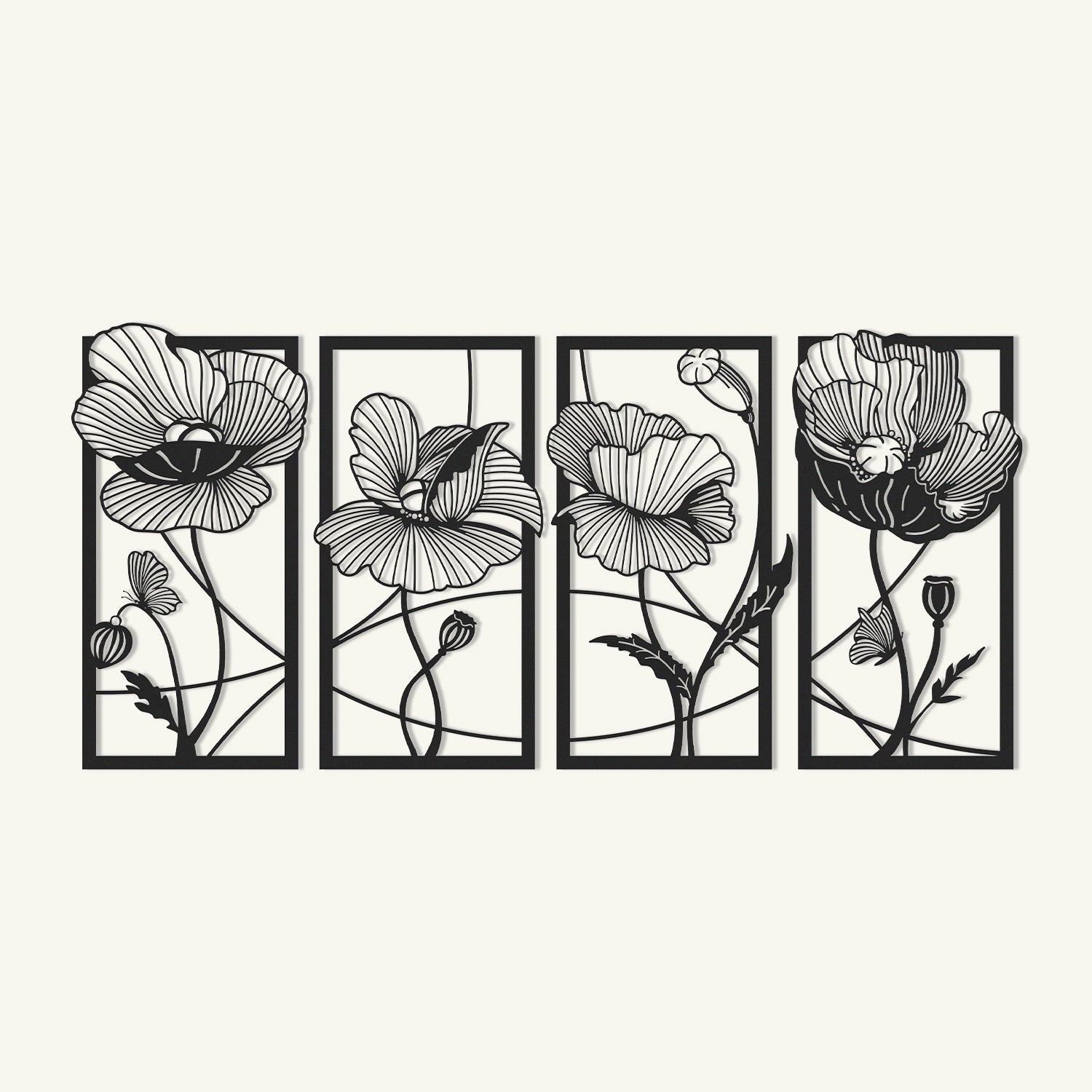 Blossom Metal Wall Art Set of 4 Artepera