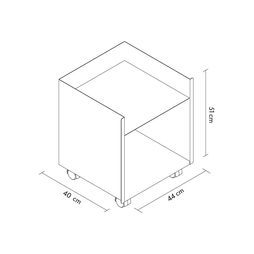 Cube Wheeled Metal Bedside Table / Side Table - APM008