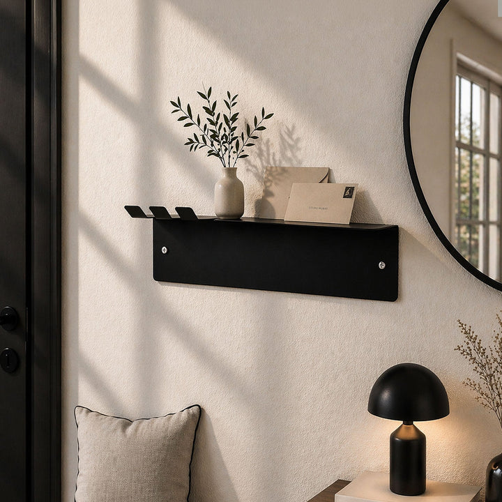 Slate Metal Wall Shelf & Hook - APM017