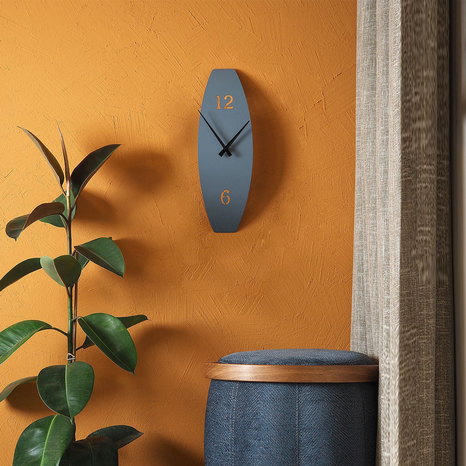 Curved Modern Wall Clock with Pendulum
