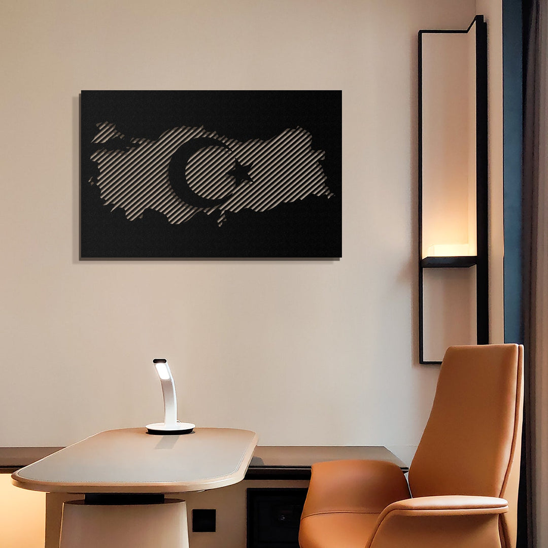 Türkiye Haritası ve Bayrak Metal Duvar Tablosu - APT176