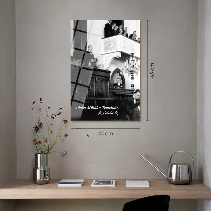 Adalet Mülkün Temelidir Cam Tablo - ATC028
