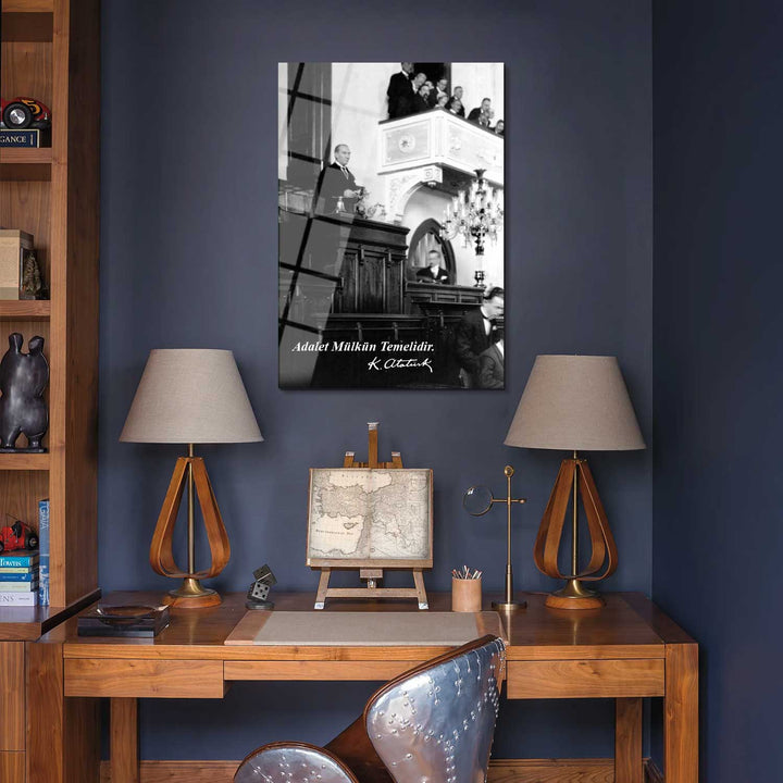 Adalet Mülkün Temelidir Cam Tablo - ATC028