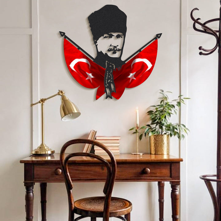 Atatürk ve Türk Bayrağı Metal Tablo - APT793