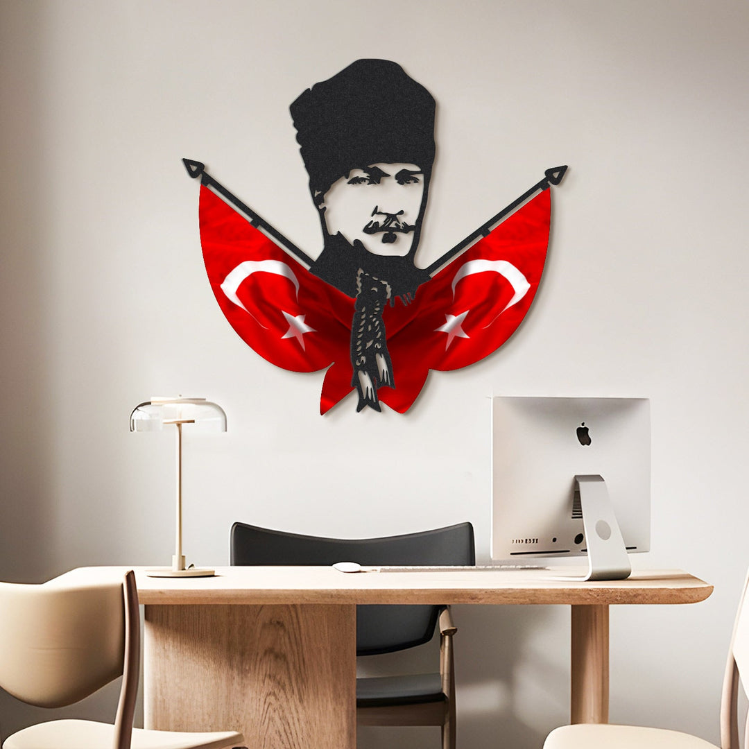 Atatürk ve Türk Bayrağı Metal Tablo - APT793