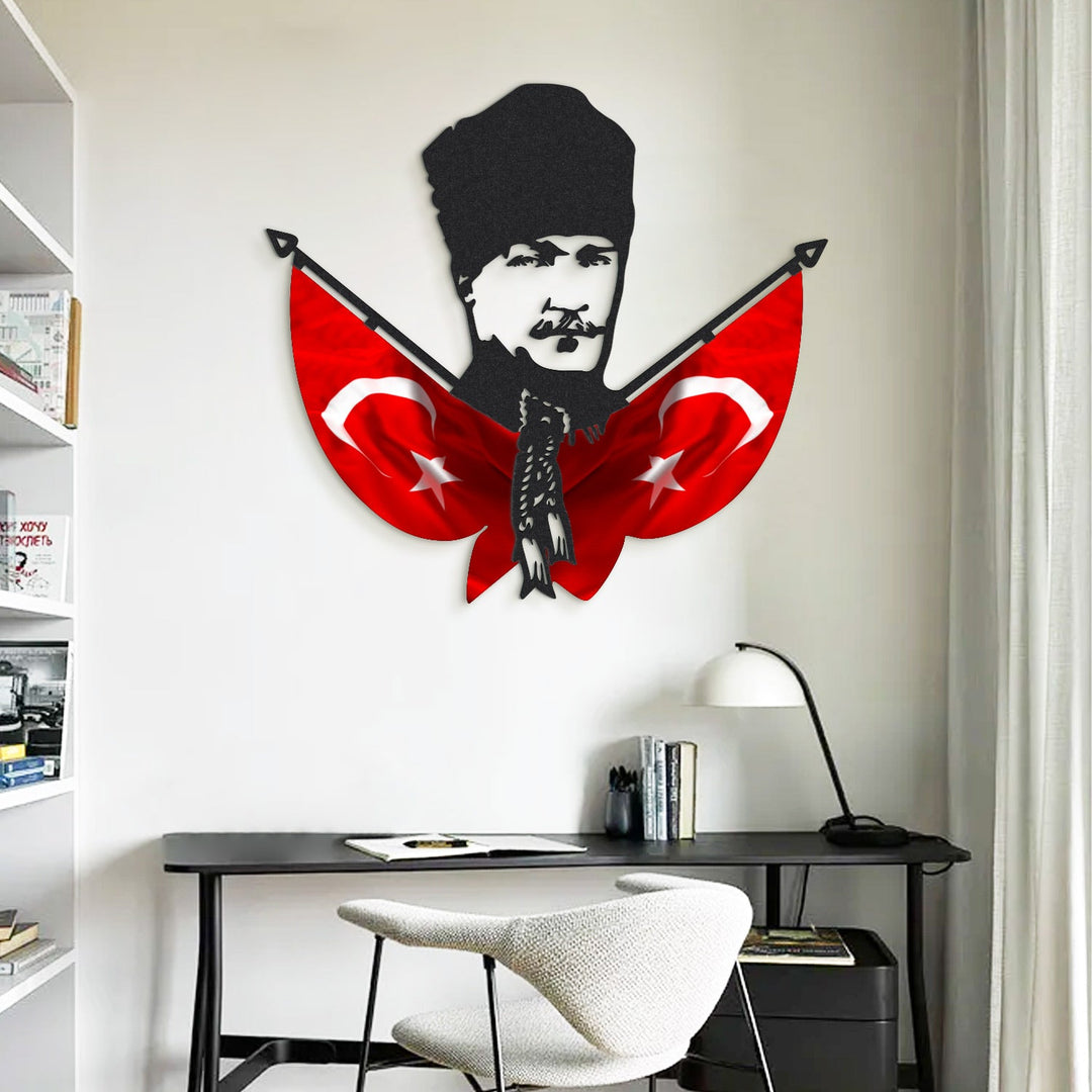 Atatürk ve Türk Bayrağı Metal Tablo - APT793