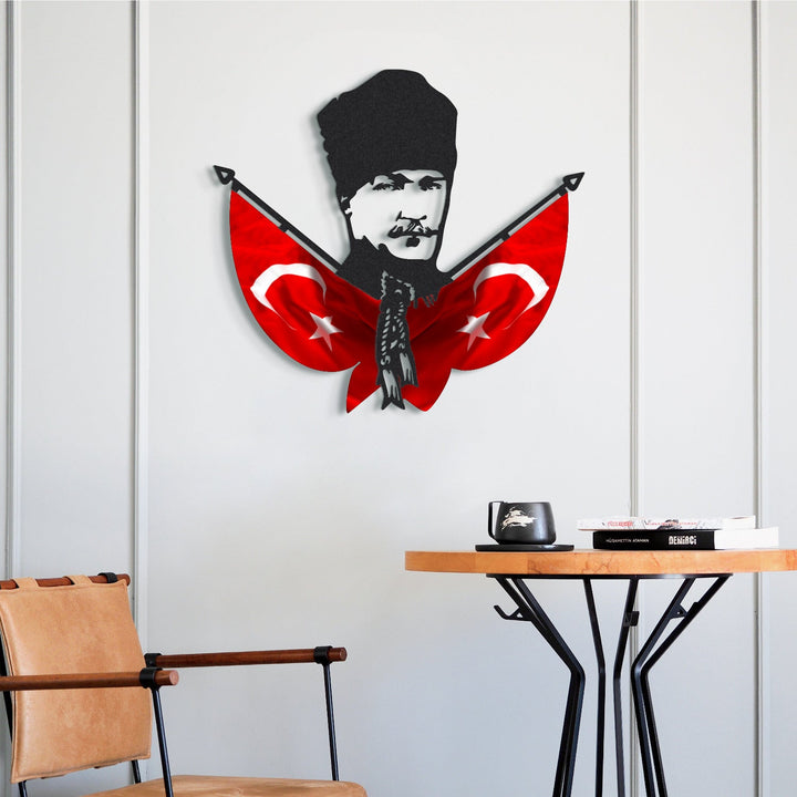 Atatürk ve Türk Bayrağı Metal Tablo - APT793