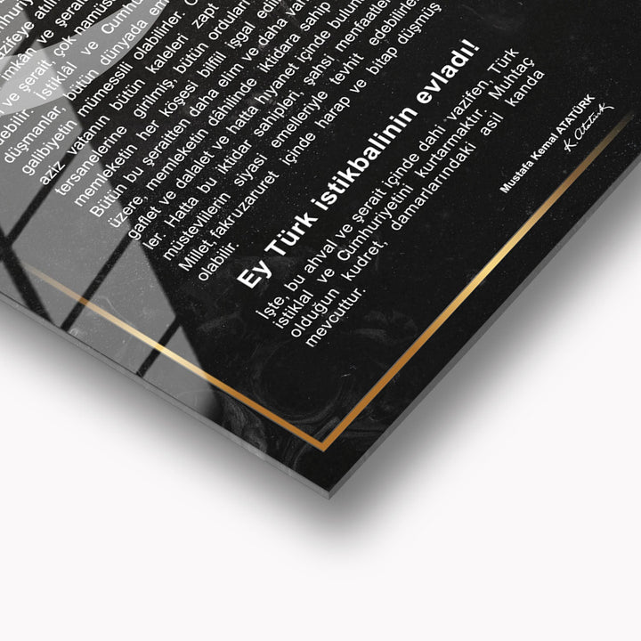 İstiklal Marşı, Atatürk ve Gençliğe Hitabe 3'lü Set Cam Tablo - ATC041