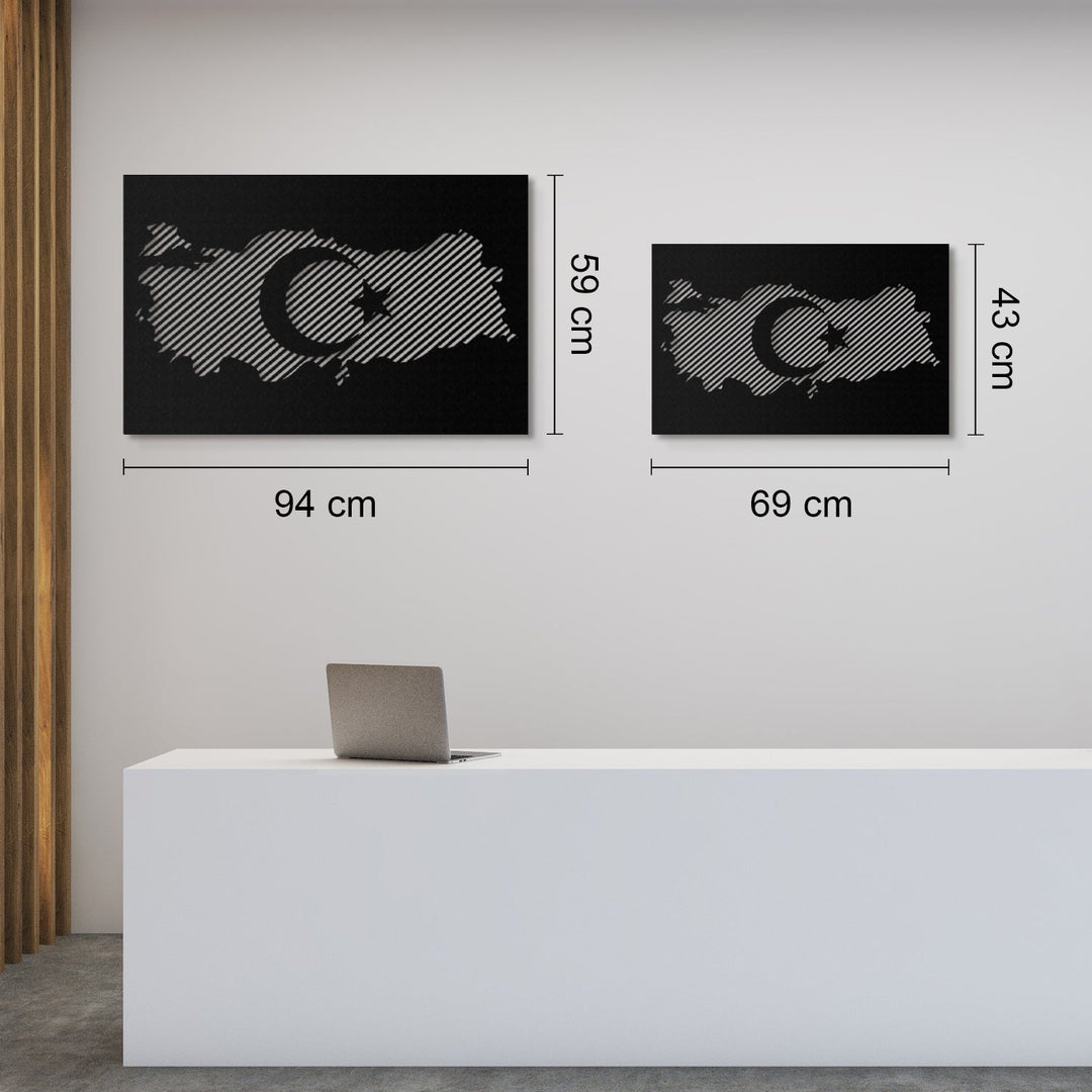 Türkiye Haritası ve Bayrak Metal Duvar Tablosu - APT176