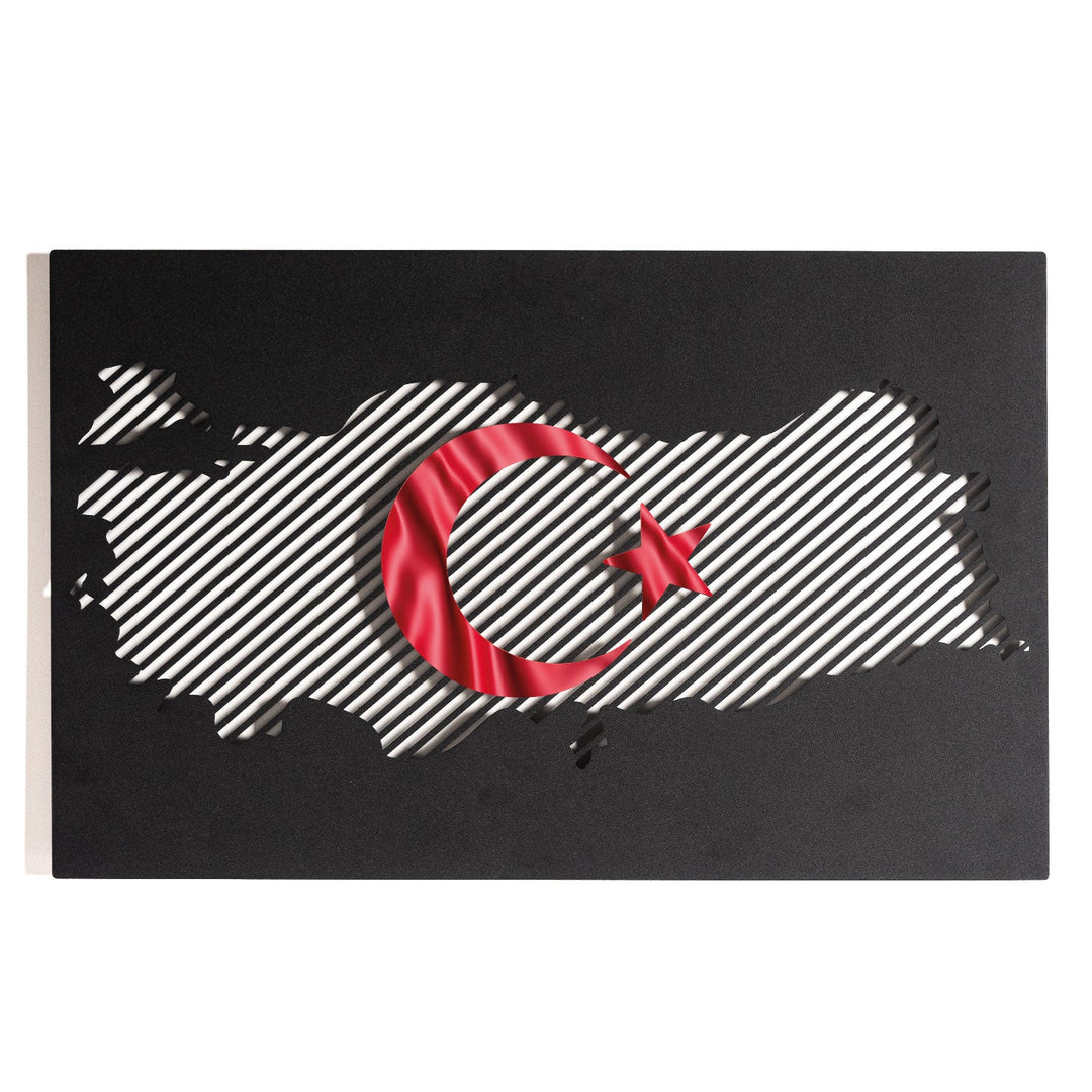 Türkiye Haritası ve Bayrak Metal Duvar Tablosu - APT176