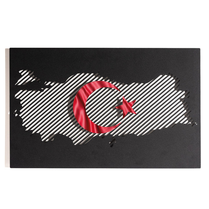 Türkiye Haritası ve Bayrak Metal Duvar Tablosu - APT176