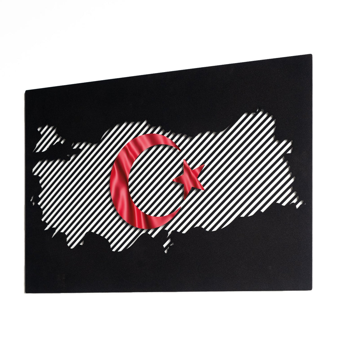 Türkiye Haritası ve Bayrak Metal Duvar Tablosu - APT176