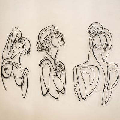 Woman Body Silhouette Line Art Set of 3